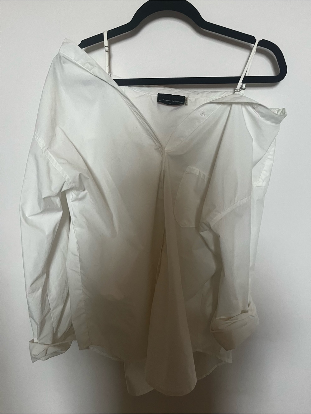 Dress Forum White Off-Shoulder Button Down Blouse